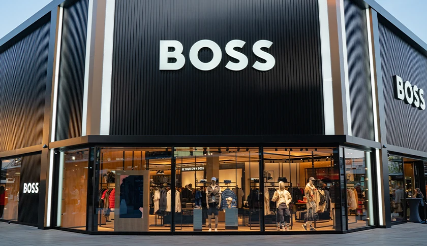 The front side of a Hugo Boss store (photo)